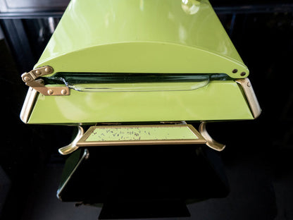 MCM Anchor Hocking Chafing Dish Buffet Stand Green And Gold Retro