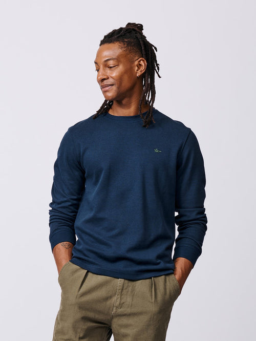 Aubin Navy Anderson Interlock Long Sleeve T-Shirt | Long Sleeve Tee