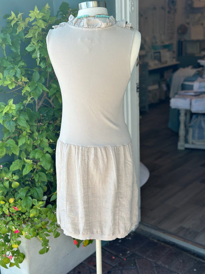 Anna Beige Linen Dress (back)
