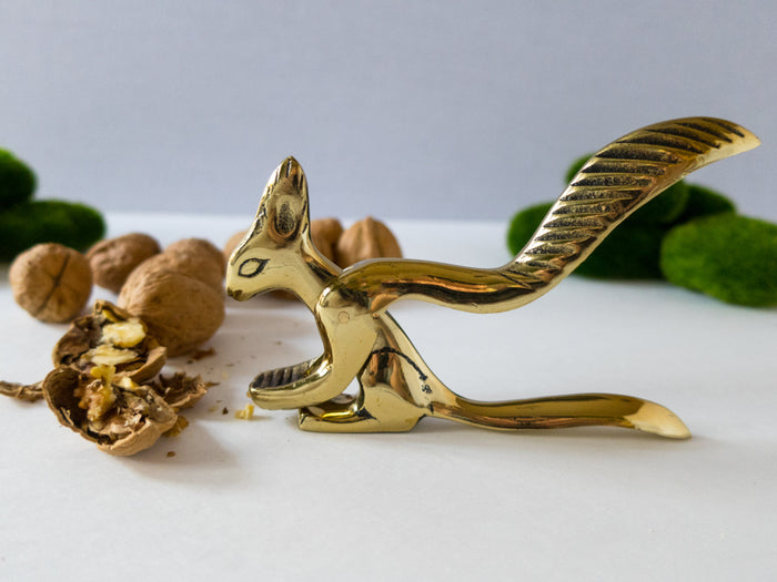 Antique Brass Nutcracker Squirrel Gold Holidays