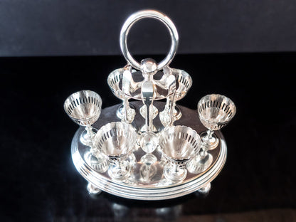 Antique Silver Plate Egg Cup And Spoon Caddy Sheffield England Circa Late 1800s Silver And Silverplate