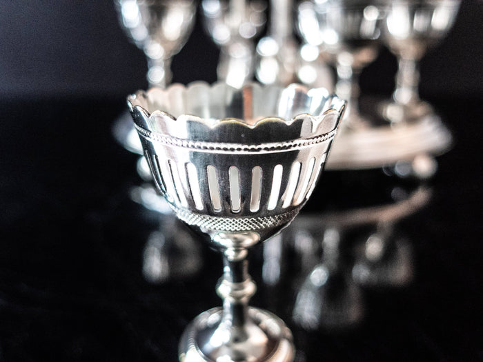 Antique Silver Plate Egg Cup And Spoon Caddy Sheffield England Circa Late 1800s Silver And Silverplate