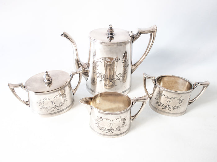 Antique Silver Plate Tea Set Quadruple Plate Great Condition!
