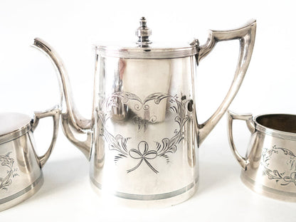Antique Silver Plate Tea Set Quadruple Plate Great Condition!