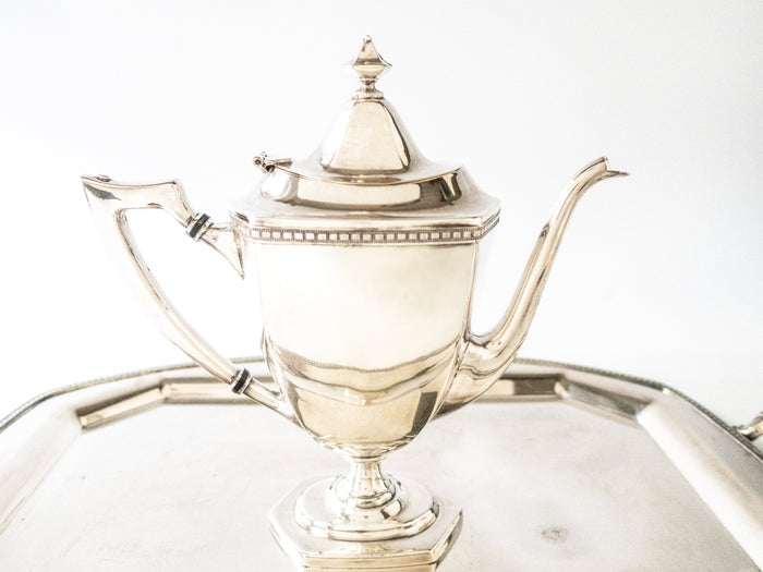 Antique Silverplate Tea Set With Tray Art Deco Style