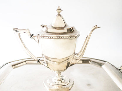 Antique Silverplate Tea Set With Tray Art Deco Style