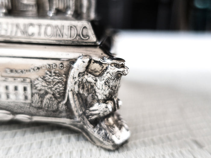 Antique Silverplate Trinket Box With Silk Lining