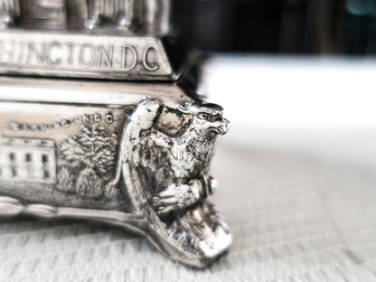 Antique Silverplate Trinket Box With Silk Lining