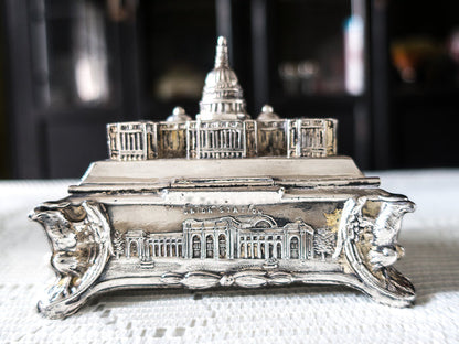 Antique Silverplate Trinket Box With Silk Lining