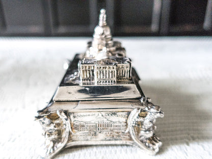 Antique Silverplate Trinket Box With Silk Lining