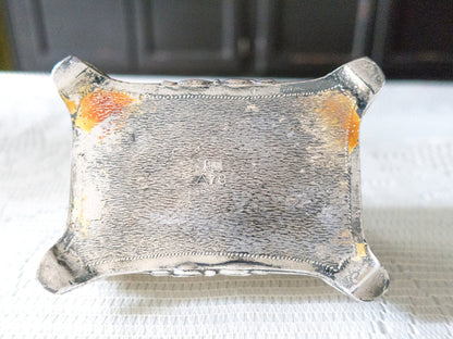 Antique Silverplate Trinket Box With Silk Lining