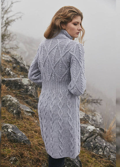 Aran Cable Signature Coat | Soft Grey | 100% Merino Wool | Made in Ireland
