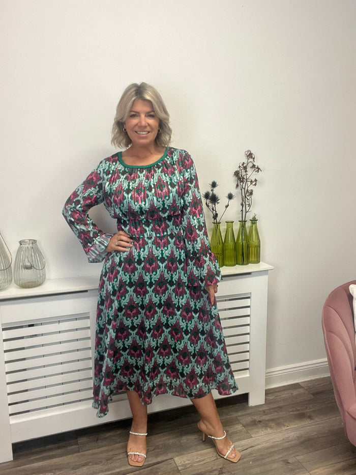 ARBOUR DRESS (GREEN/PINK)