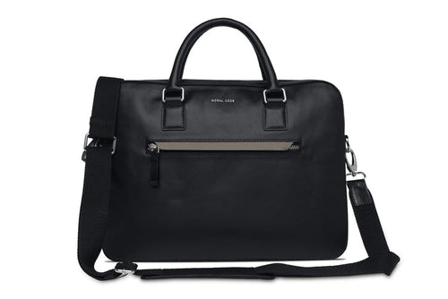 Moral Code Archie Briefcase -Black Leather- #color_black-leather