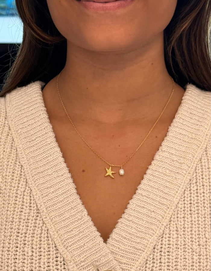 Ariel starfish and pearl necklace
