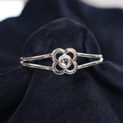 Art Pewter Birthstone Bangle - Silver Plated Pewter - Made in Scotland - April (Crystal) - Heritage Of Scotland -