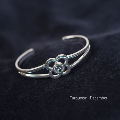 Art Pewter Birthstone Bangle - Silver Plated Pewter - Made in Scotland - December (Turquoise) - Heritage Of Scotland -