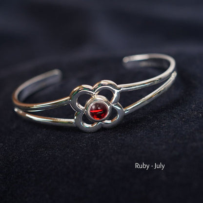 Art Pewter Birthstone Bangle - Silver Plated Pewter - Made in Scotland - July (Ruby) - Heritage Of Scotland -
