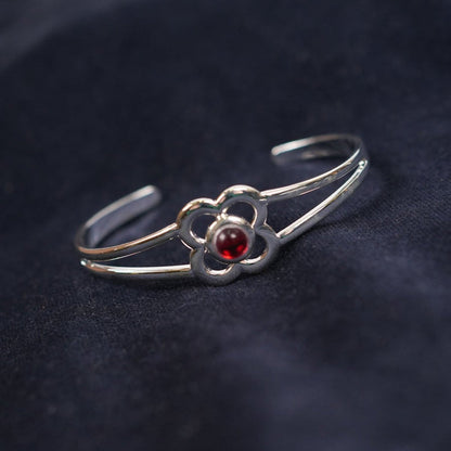 Art Pewter Birthstone Bangle - Silver Plated Pewter - Made in Scotland - July (Ruby) - Heritage Of Scotland -