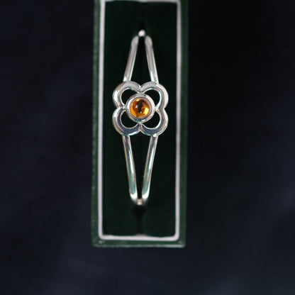 Art Pewter Birthstone Bangle - Silver Plated Pewter - Made in Scotland - November (Topaz) - Heritage Of Scotland -