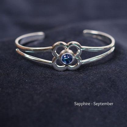 Art Pewter Birthstone Bangle - Silver Plated Pewter - Made in Scotland - September (Sapphire) - Heritage Of Scotland -