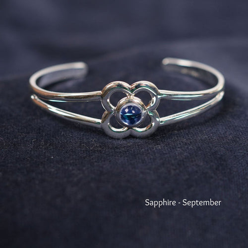 Art Pewter Birthstone Bangle - Silver Plated Pewter - Made in Scotland - September (Sapphire) - Heritage Of Scotland -