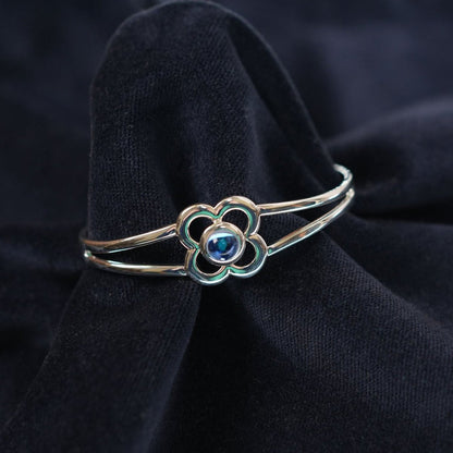 Art Pewter Birthstone Bangle - Silver Plated Pewter - Made in Scotland - September (Sapphire) - Heritage Of Scotland -