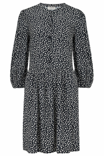 Astra Smock Dress | Monochrome Moon & Stars
