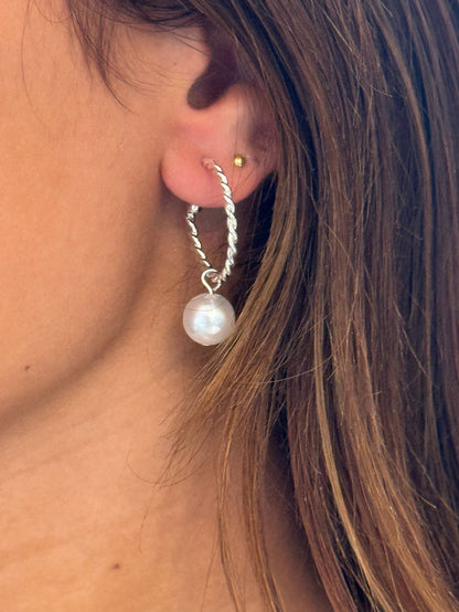 Astrid Pearl Dangly Earrings in Silver