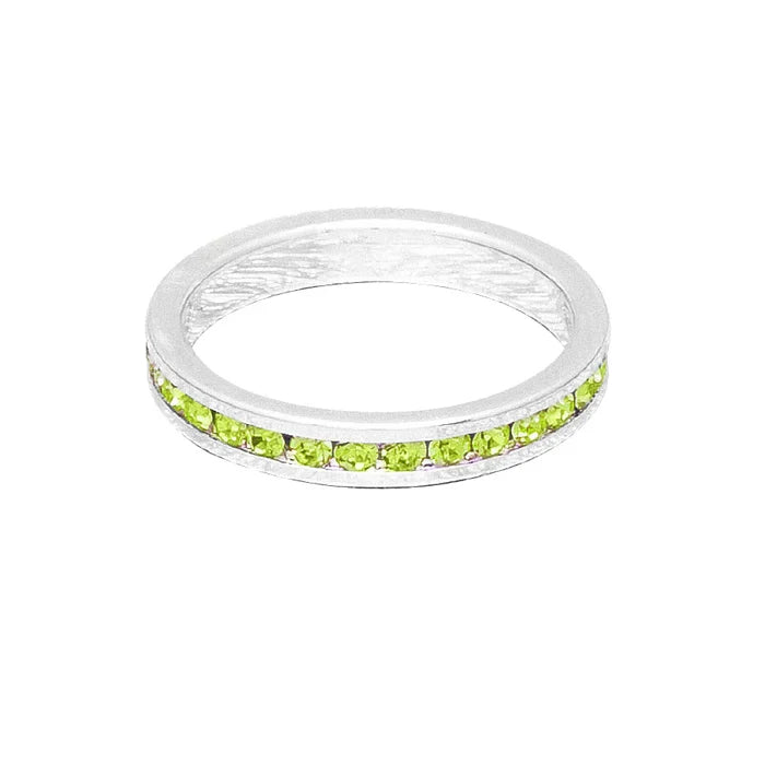 August (Peridot) White Gold Ring | Size 6