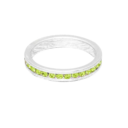 August (Peridot) White Gold Ring | Size 6