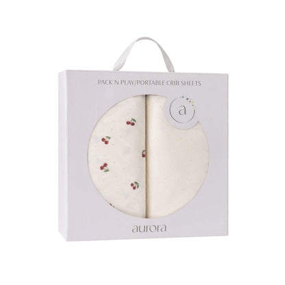 Aurora Classics Cotton Pack N Play/ Porta Crib Sheet - 2 Pack