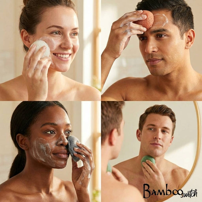 Bamboo Switch - Natural Konjac Facial Cleansing Sponge | Charcoal
