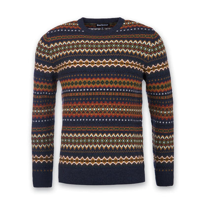 Barbour - Fairisle Crew Neck Jumper in Navy Marl - Nigel Clare