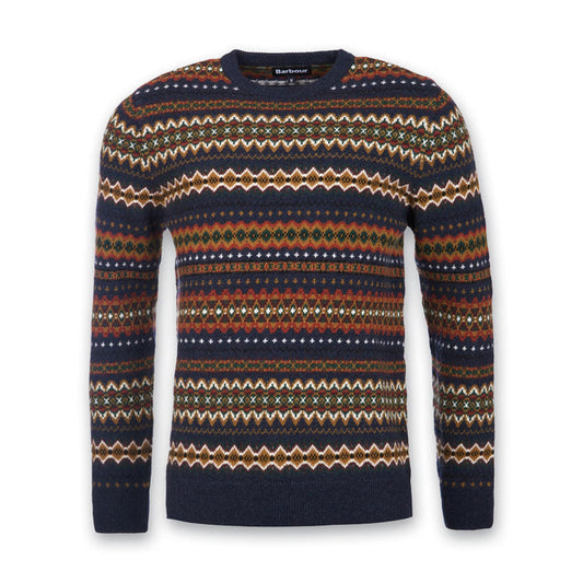 Barbour - Fairisle Crew Neck Jumper in Navy Marl - Nigel Clare