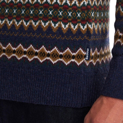 Barbour - Fairisle Crew Neck Jumper in Navy Marl - Nigel Clare