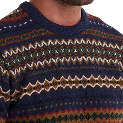 Barbour - Fairisle Crew Neck Jumper in Navy Marl - Nigel Clare
