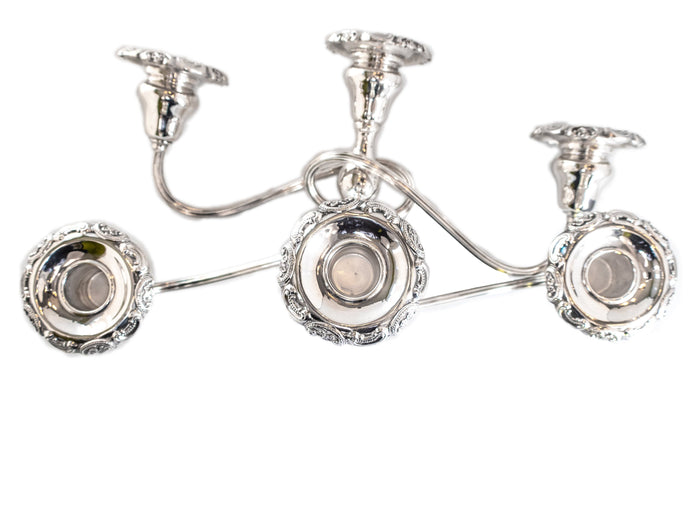 Baroque By Wallace Silver Plate Candelabra Pair Convertible Candle Holder Arms