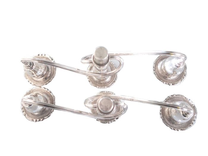 Baroque By Wallace Silver Plate Candelabra Pair Convertible Candle Holder Arms