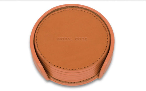Moral Code Barva Coasters -Cognac Leather-