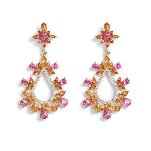 BELLE BRIDAL EARRINGS (GOLD & ROSE)