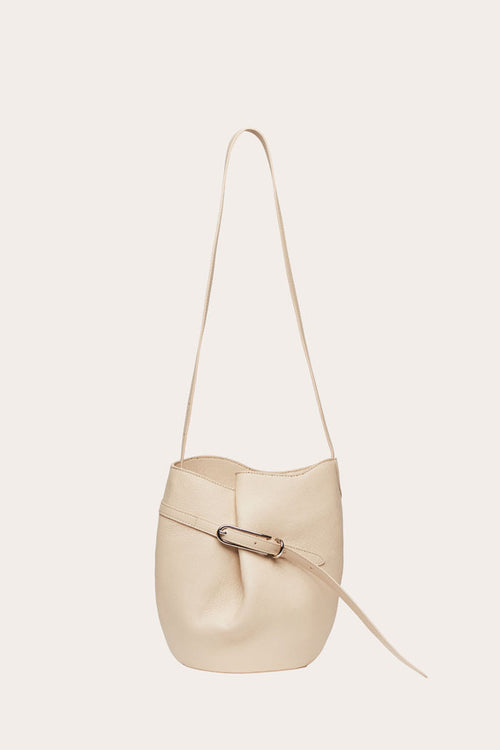 Belted Bucket Bag - Cream Calf Leather w/ Silver Hardware