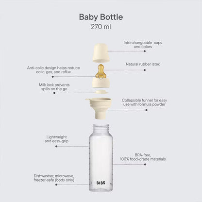 BIBS Baby BPA-Free Polypropylene Bottle Set 9oz Latex | Medium Flow