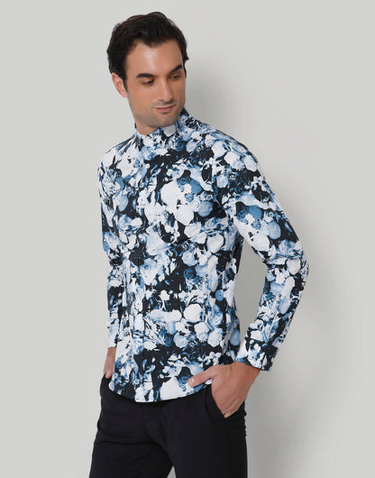 Black Floral Print Full Sleeves Shirt