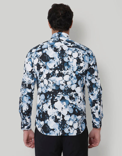 Black Floral Print Full Sleeves Shirt
