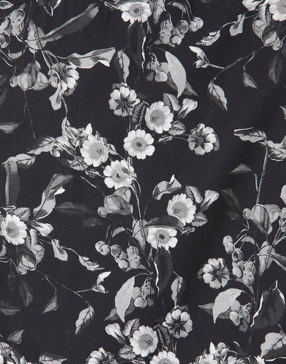 Black Floral Print Full Sleeves Shirt