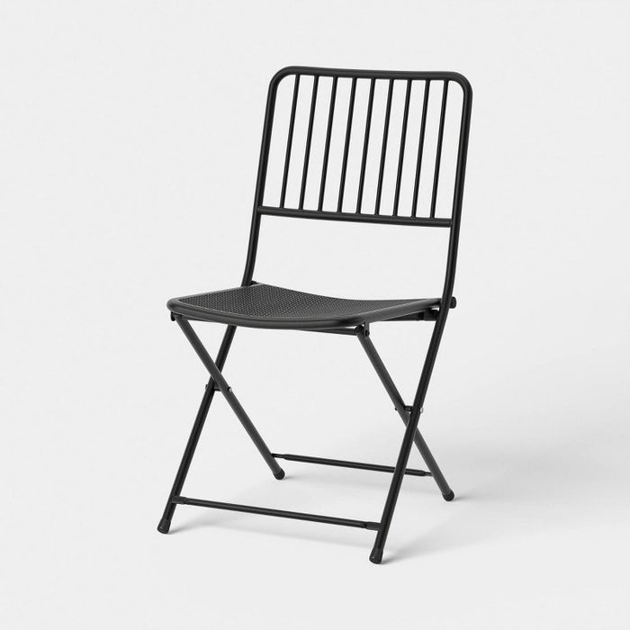 Black Folding Wire-Back Patio Chair - Wichita Home Outlet