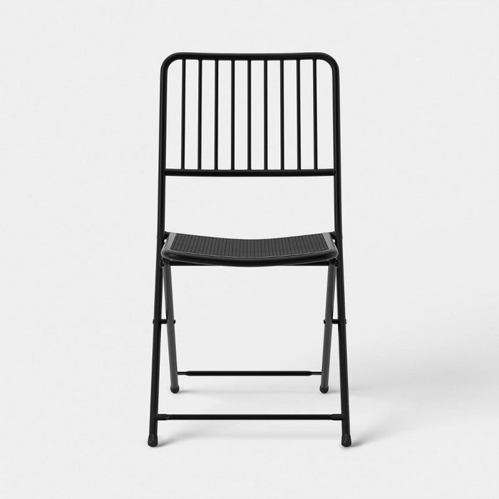 Black Folding Wire-Back Patio Chair - Wichita Home Outlet