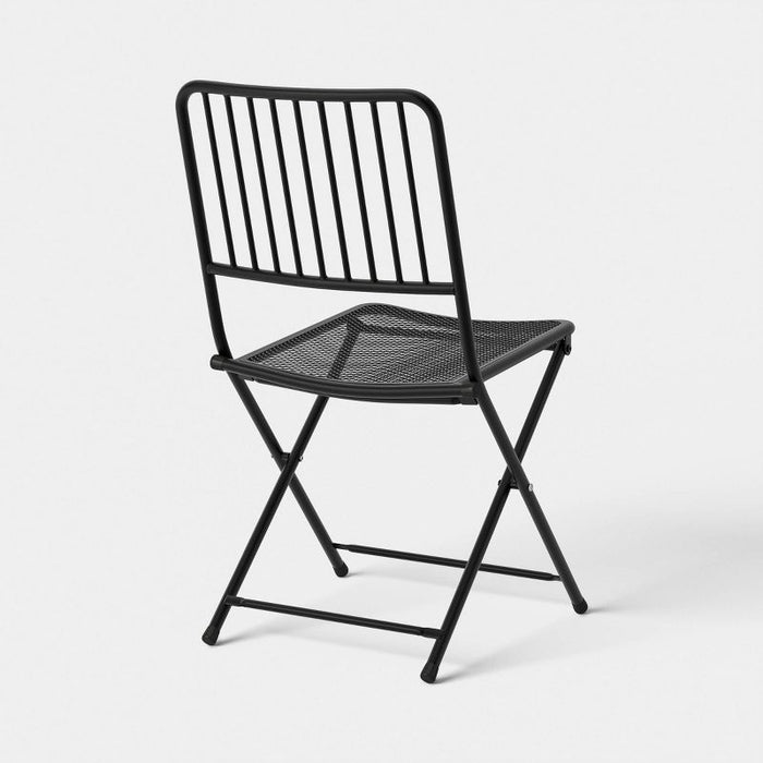 Black Folding Wire-Back Patio Chair - Wichita Home Outlet