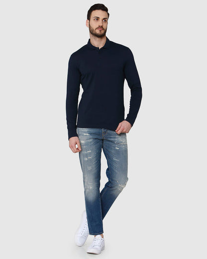 Blue Polo Neck T-Shirt